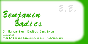 benjamin badics business card